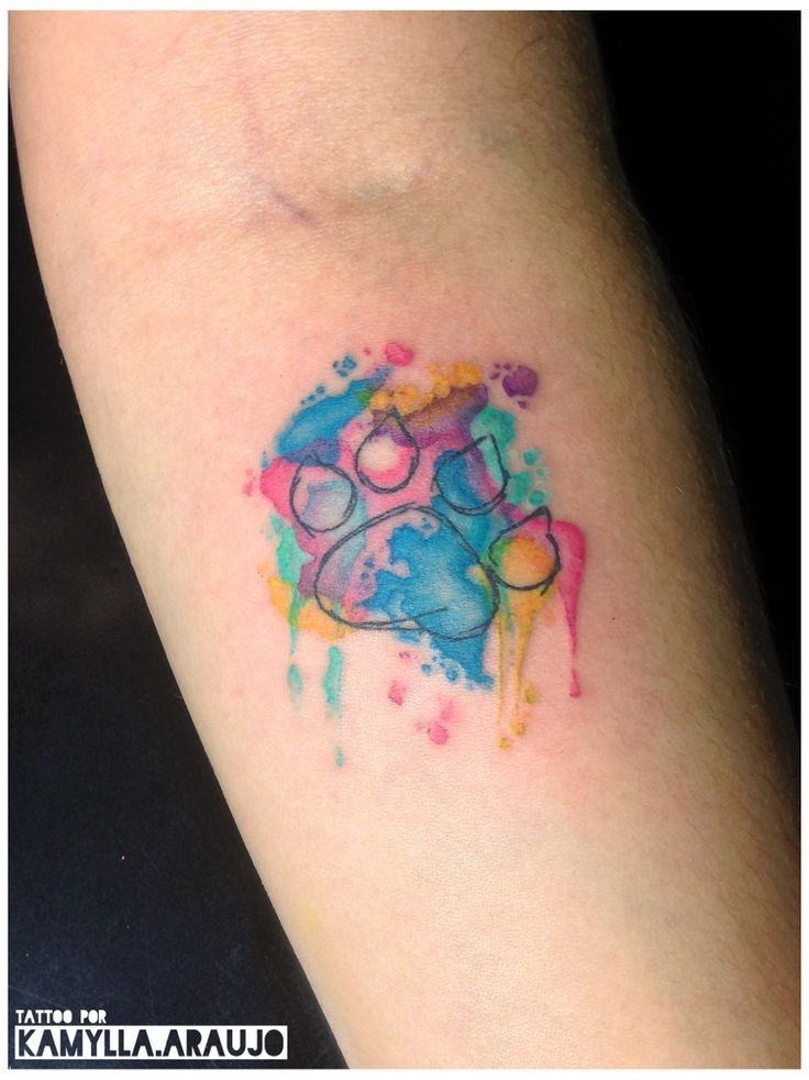 Watercolour Dog Paw Prints Tattoo Watercolour Dog Paw Prints Tattoo