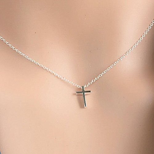 Sterling Silver Petite Hollow Cross Adjustable Necklace 16-18 Inch Sterling Silver Petite Hollow Cross Adjustable Necklace 16-18 Inch