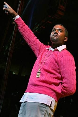 Kanye West wearing a Ralph Lauren cable sweater