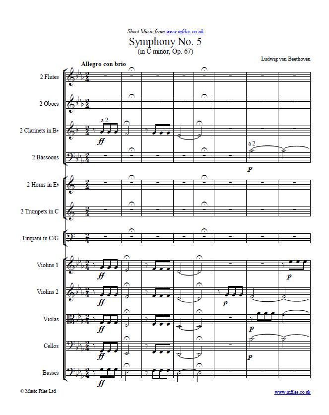 this image shows the opening of beethovens 5th symphony probably beethoven s famous works