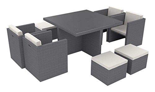 BOREAS M Rattan Cube Dining Set (Grey) | Rattan furniture set, Patio
