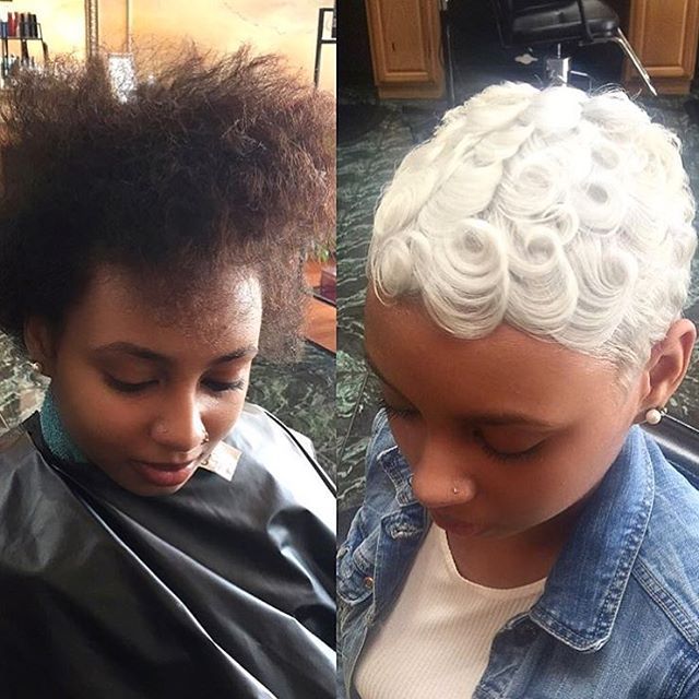 Instagram Ytics Pinterest Pin Curls Short Hair And Shorts Websta Voiceofhair Transformationtuesday These Platinum Pin Curls Are Stunning By Dmvsalon Salonchristol