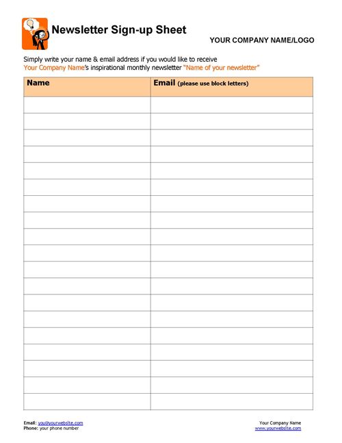 newsletter sign up sheet positively printable pinterest