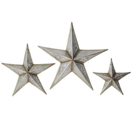 Set Of 3 Silver Tin Stars Wall Decor 55downingstreet New Set Of 3 Silver Tin Stars Wall Decor 55downingstreet