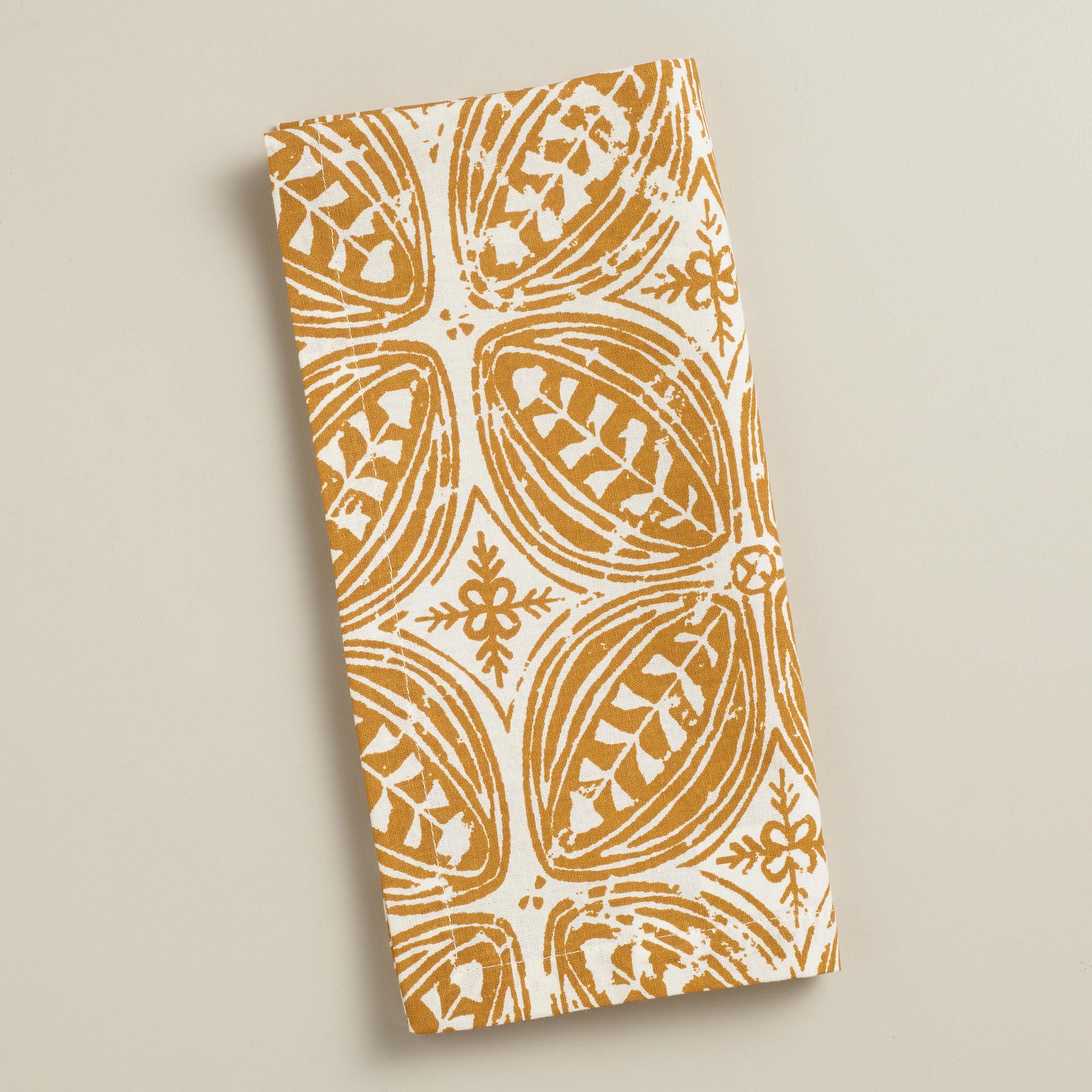 Hand-Made Leaf-Patterned Batik Napkins Set of 4
