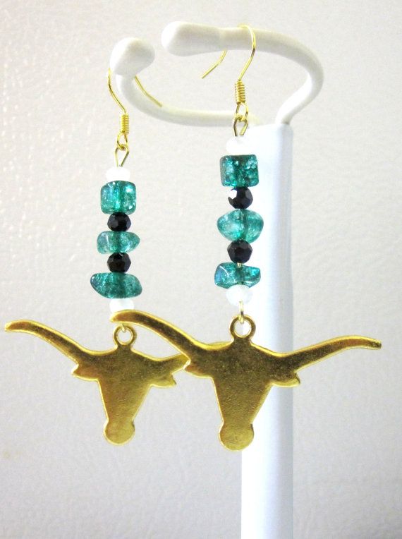 Handmade UT Longhorn Earrings