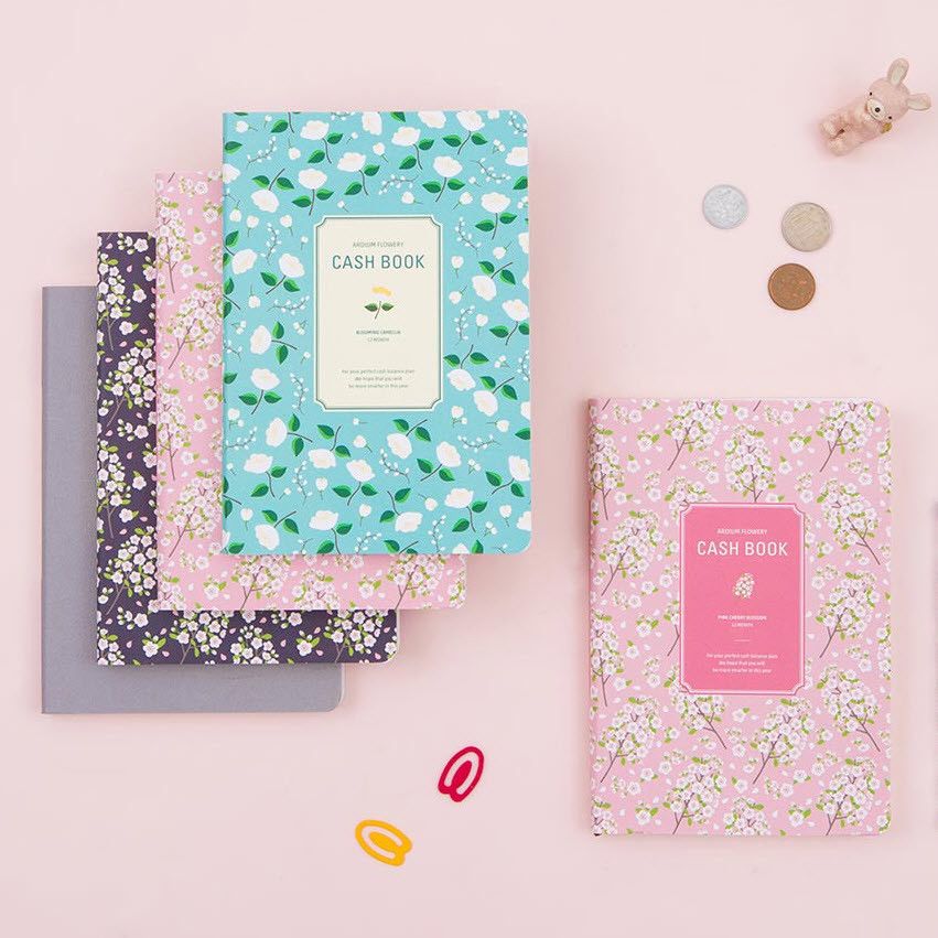 flowery money cash book account record book diary planner cute