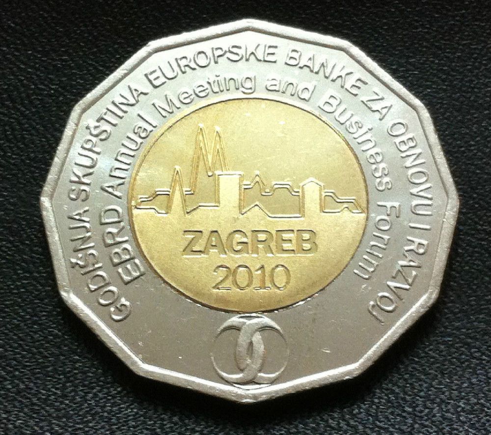 Croatia 25 Kuna bimetal EBRD Meeting Zagreb Business meeting Forum 2010 UNC