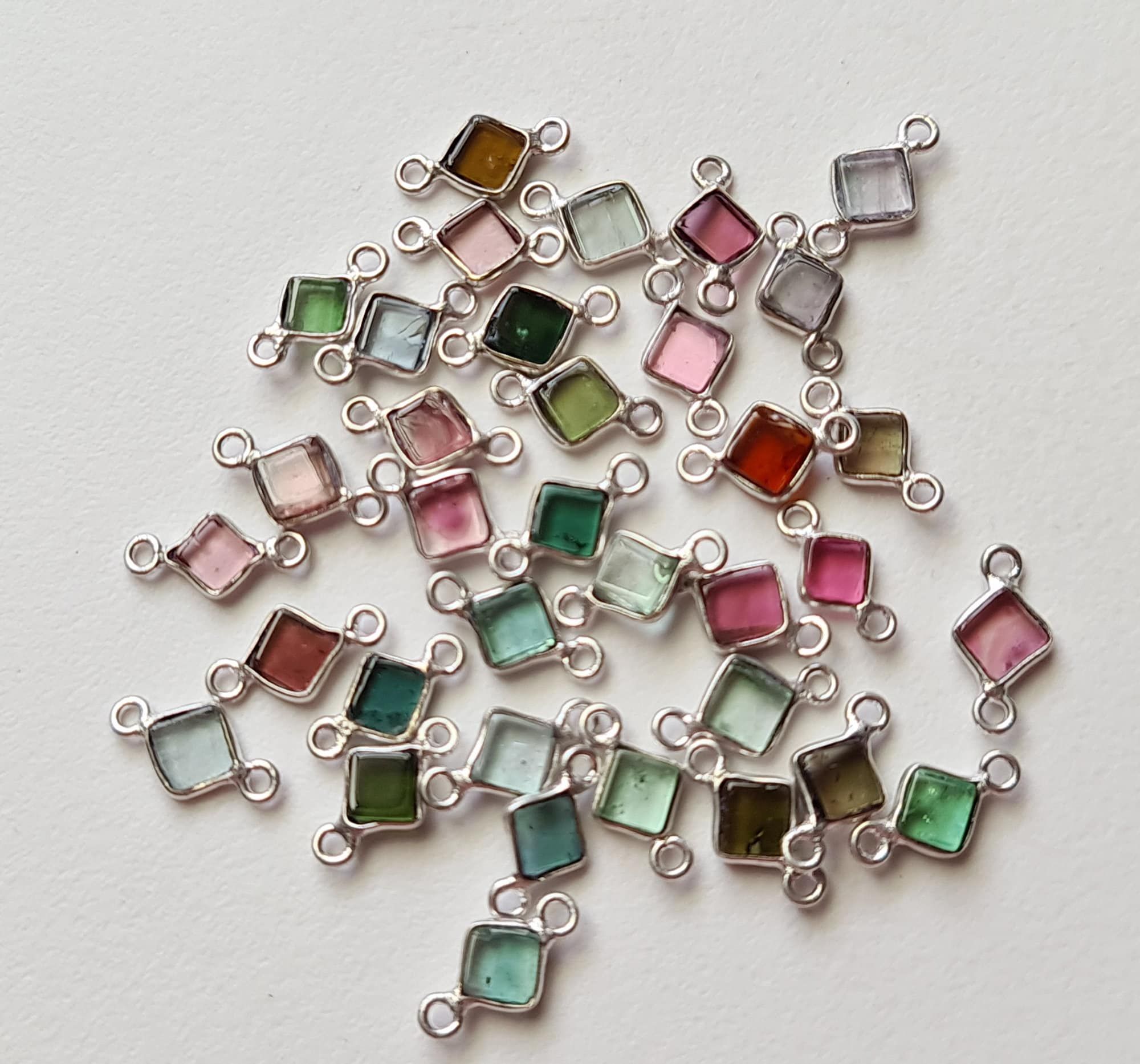 Flat Cube Chips Of MULTI TOURMALINE Smooth Beads6mm Cube Chips Shape 18\u201d Tourmaline Gemstone Beads.New Arrival Exceptional Tourmaline Gems