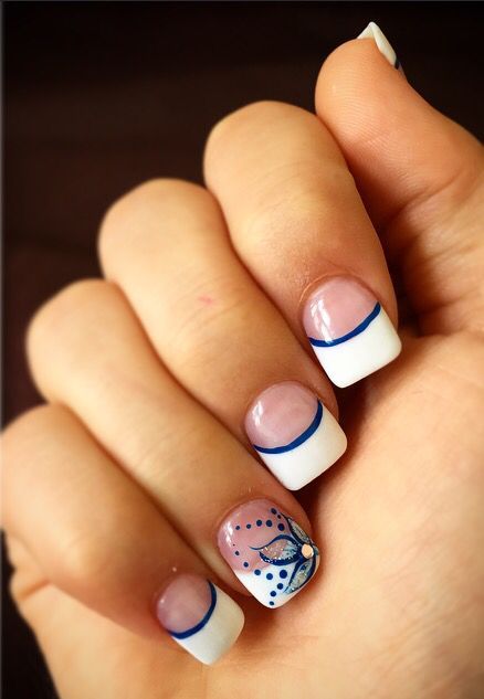 40 Blue Nail Art Ideas French Nail Designs Blue Nail Designs Blue Nails