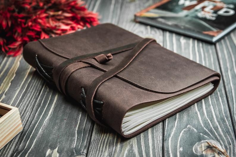 Leather wedding guest bookLeather bound journal Etsy Custom leather