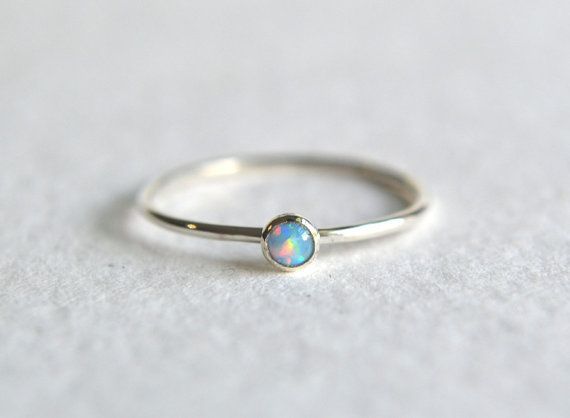 925 Sterling Pretty Thin Band Cute Silver Unique Solid Silver Simple Sparkly Rings Fashion Blue Opal Oval Stack Stacking Slim