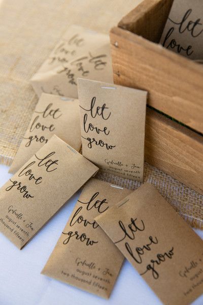 Coastal Connecticut Seaport Wedding Modern Calligraphy Seed Kraft Paper Seed Packets With Let Love Grow In Modern Calligraphy As Favors Candace Jeffery Photography