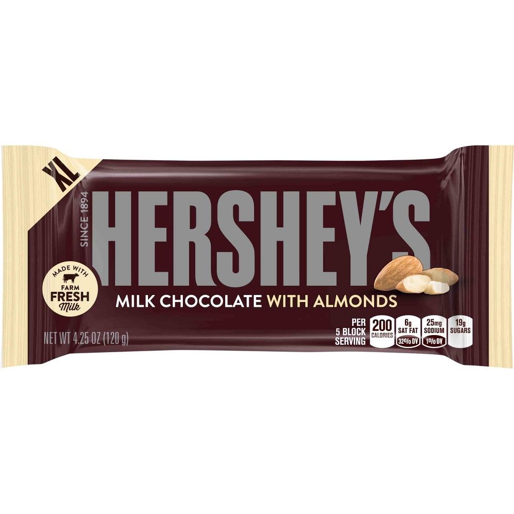 Hershey S Milk Chocolate Bar With Almonds 4 25oz Hershey