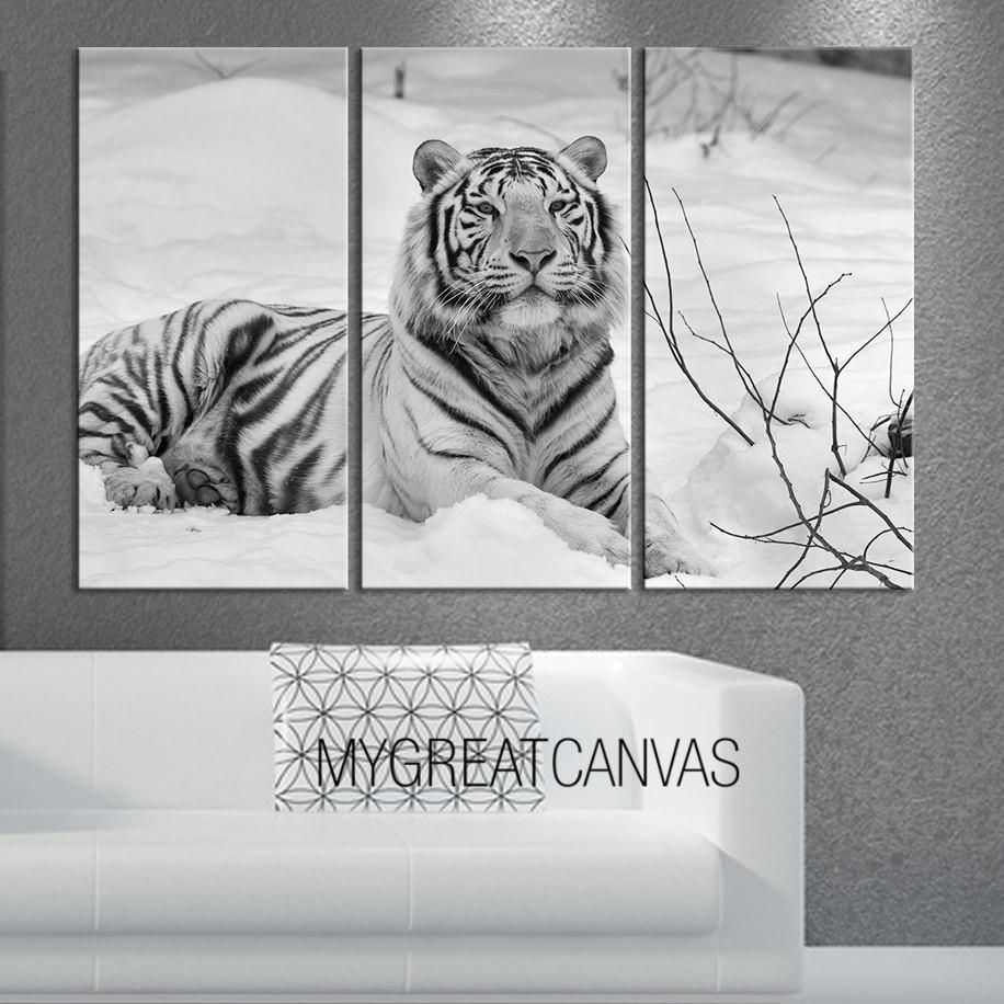 Canvas Print Wall Art Picture For Home Decor White Tiger In Snow Forest any size Canvas Print Wall Art Picture For Home Decor White Tiger In Snow Forest any size