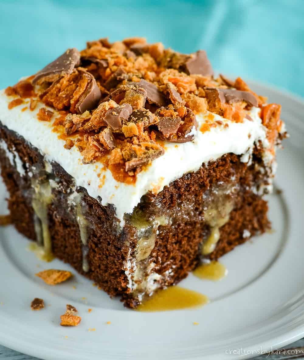 Chocolate Butterfinger Poke Cake Recipe