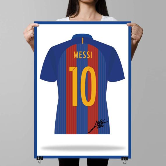 Lionel Messi Barcelona Shirt Illustrated poster A3 A4 & Barcelona Shirt
