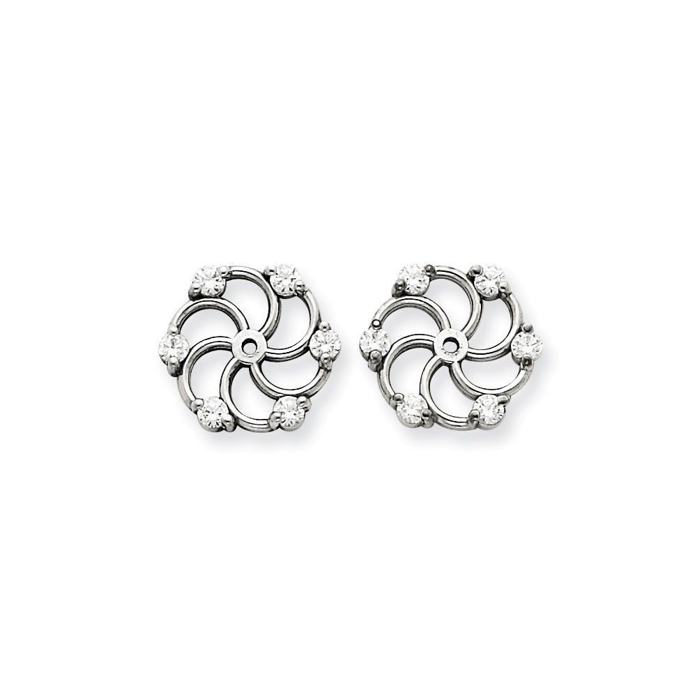 Sterling Silver W// Rhodium-plated Diamond Earring Jacket 0.5IN Diameter