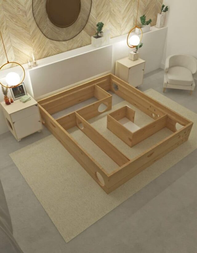 designers created an ingenious bed for cat owners in 2021 bed frame modern cat furniture wooden bed frames