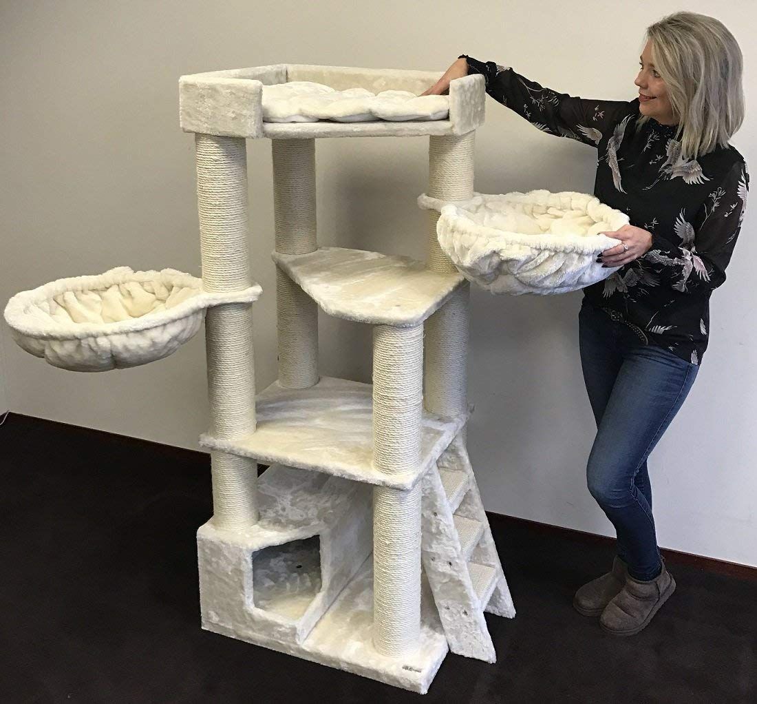Carpet Covered Cat Tree With Three Beds Cool Trees Cool Cat Trees