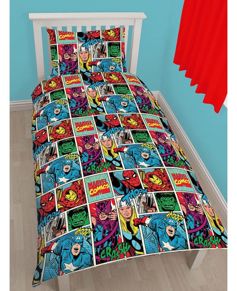 This Marvel Comics Strike Single Duvet Cover Has A Cool Comic Book Style Design Is Must For Superhero Fans Avengers Bedroom Sets - Marvel Double Bedding And Curtains This Marvel Comics Strike Single Duvet Cover Has A Cool Comic Book Style Design Is Must For Superhero Fans Avengers Bedroom Sets - Marvel Double Bedding And Curtains