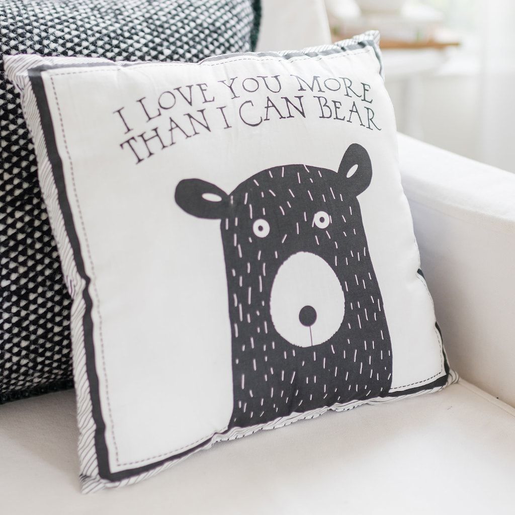 Baby Sam Little Black Bear Throw Pillow Welcome to My Crib Pillow