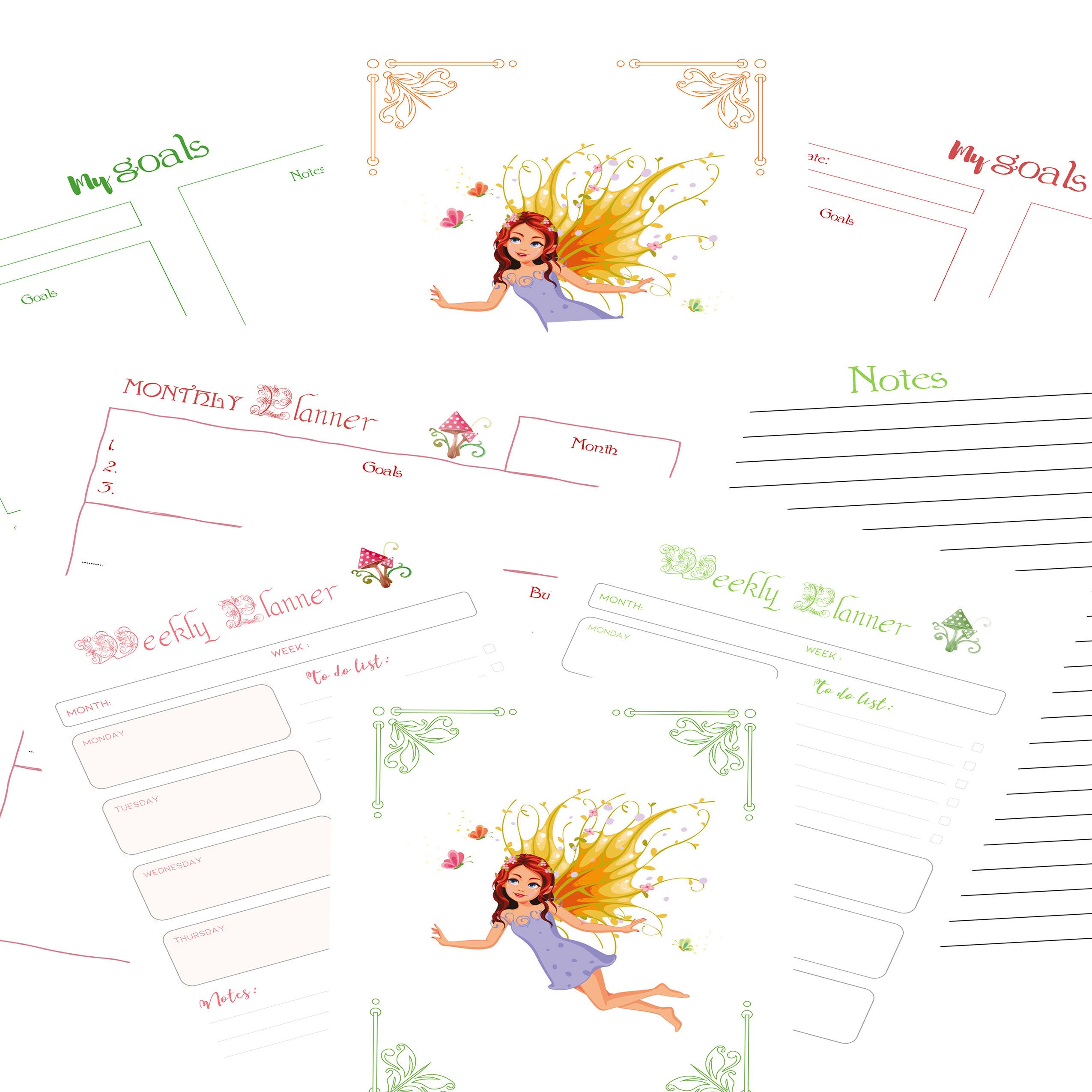 Download Kdp Fairy Interior Journal Weekly Monthly Planner 3 Pack Etsy Journal Planner Weekly Monthly Planner Journal