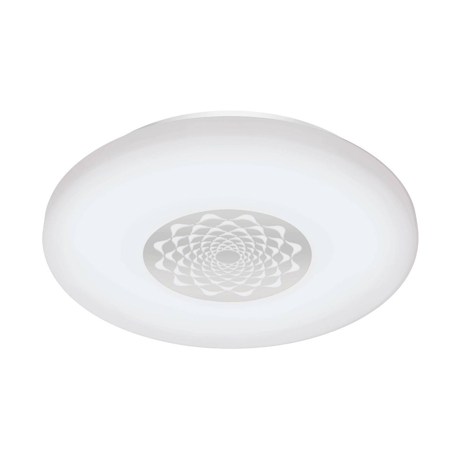 Decoratieve en slim bedienbare LED plafondlamp Capasso-Z, afstembaar wit De ronde LED plafondlamp Capasso-Z is voorzien van een decoratief detail. De witte kunststof kap heeft in het midden een sierlijke versiering, die zeer doeltreffend is bij het in- en uitschakelen. Binnenin zijn moderne LED's geïnstalleerd die hun licht gelijkmatig en niet-verblindend in de kamer verspreiden. Ze kunnen slim worden gedimd via de app of de lichtkleur kan worden gevarieerd van warm wit tot daglicht. Andere comf Hallway Lighting, Office Lighting, Home Lighting, Amazon Echo, Led Components, Lounge Lighting, Led Ceiling Lamp, Hue Philips, Allume