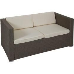 4-Sitzer Lounge-Set Brett aus Polyrattan mit Polster