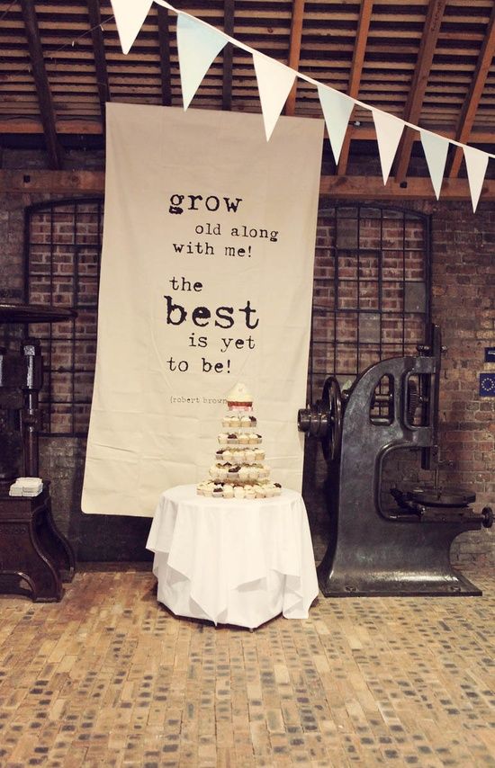 Oversized printed backdrop used for wedding Could say Oversized printed backdrop used for wedding Could say