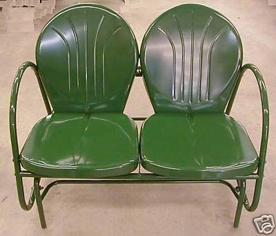 Metal 2 Seat Retro Tulip Lawn Glider - Hunter Green