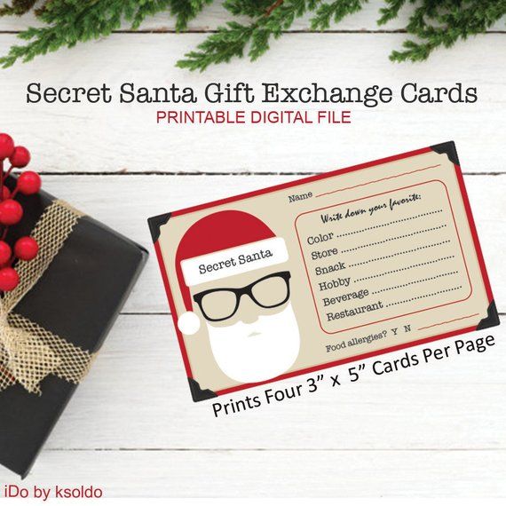 secret santa gift exchange cards secret santa gift gift certificate exchange