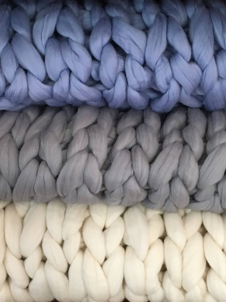 Chunky Knit Merino Wool Blanket Wool Blanket Queen Wool Etsy Big Yarn Blanket Big Knit Blanket Knitted Blankets