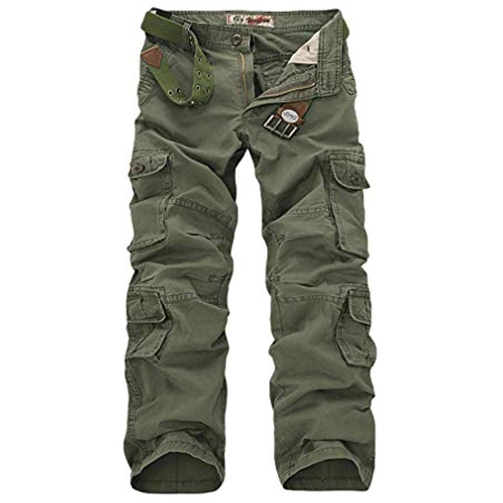 Uomo pantalone cargo JEANS CARGO pant army militare chino lavoro pantaloni casual