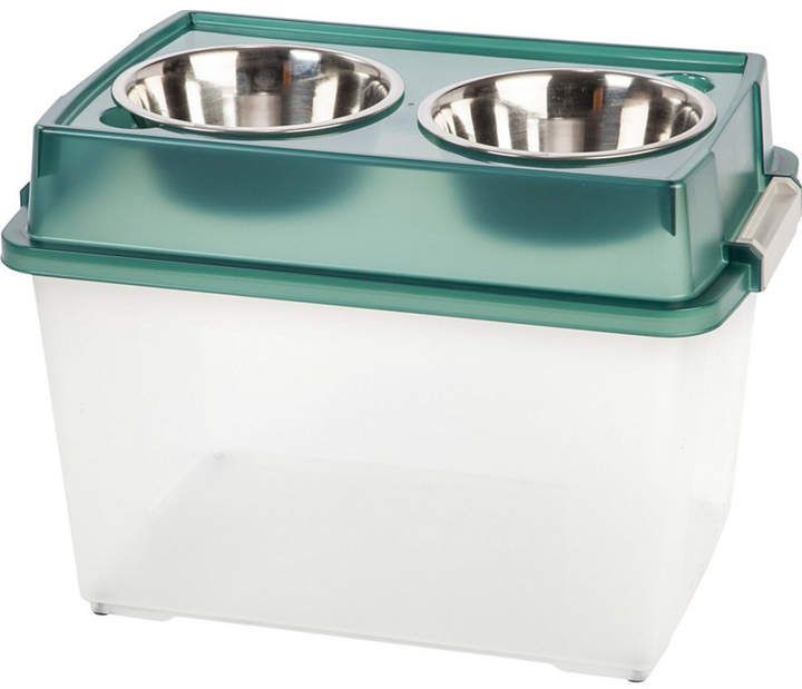 Large Elevated Feeder With Airtight Storage Dog Food Bowls