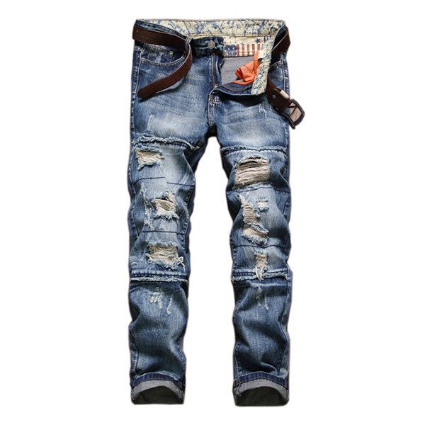 Whitive Mens Straight Leg Denim Pants Trousers Skull Retrol Wash Jeans