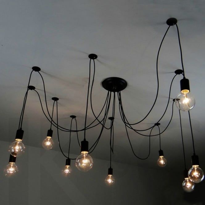 Vintage Matte Black Chandelier Edison Bulb Steampunk Pendant Hanging Lamp Vintage Matte Black Chandelier Edison Bulb Steampunk Pendant Hanging Lamp
