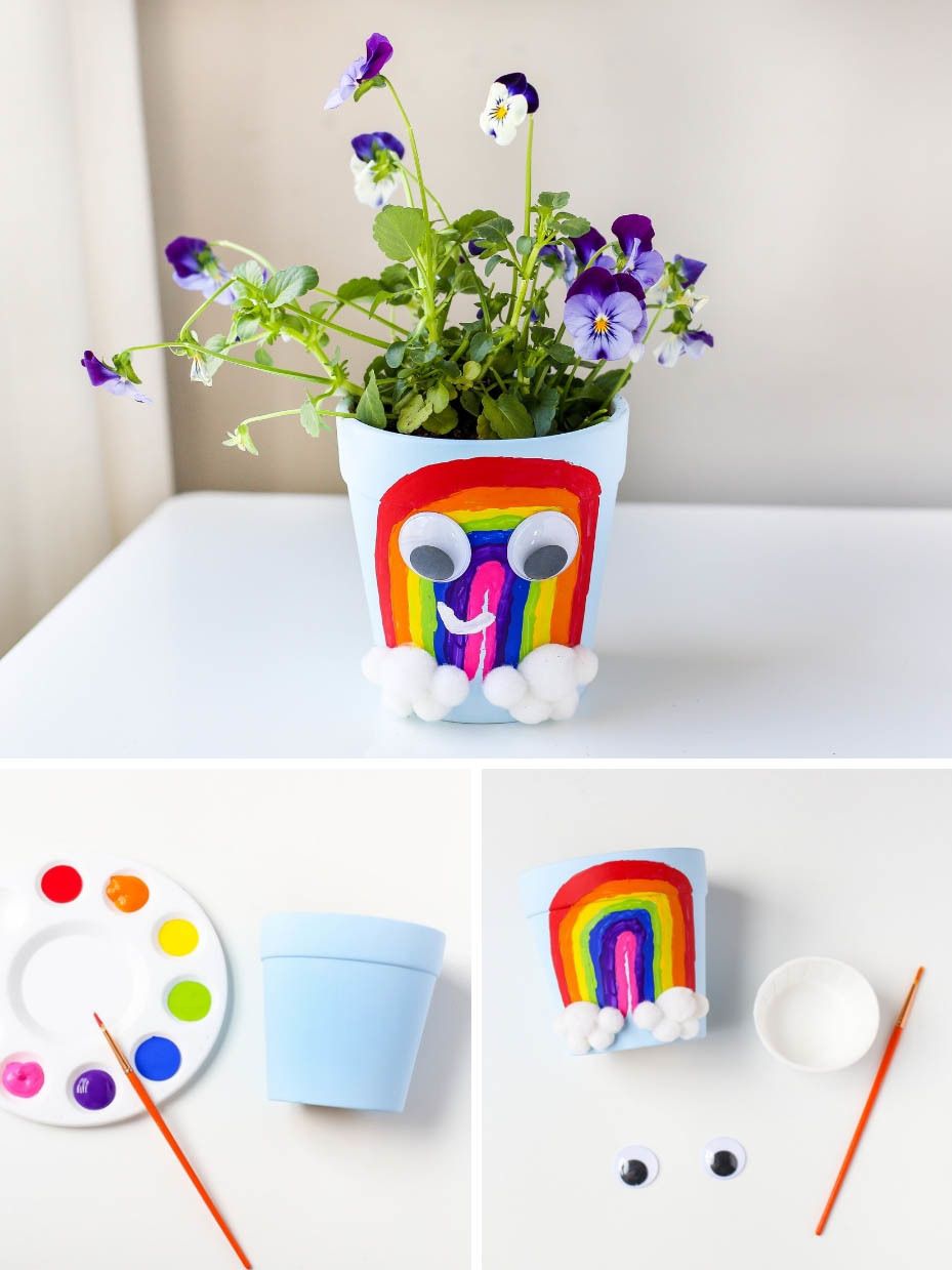 5 Kids Spring Flower Pots Flower pot crafts, Crafts, Diy