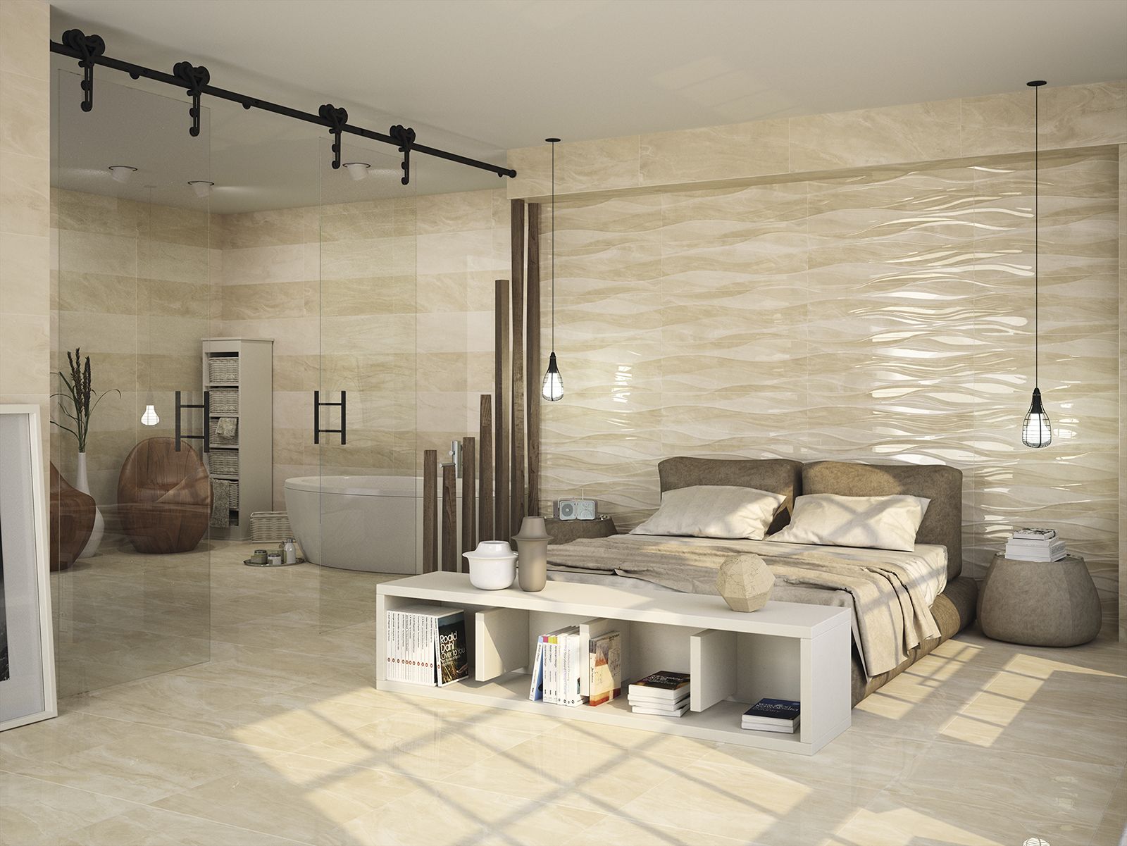 Dune Imperiale Brezza a decorative waved relief wall tiles Their