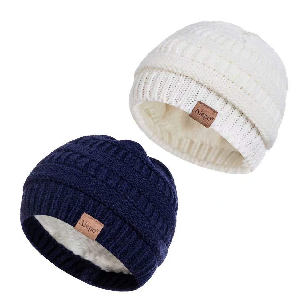 Alepo Fleece Lined Baby Beanie Hat Infant Newborn Toddler Kids Winter Warm Knit Cap for Boys Girls