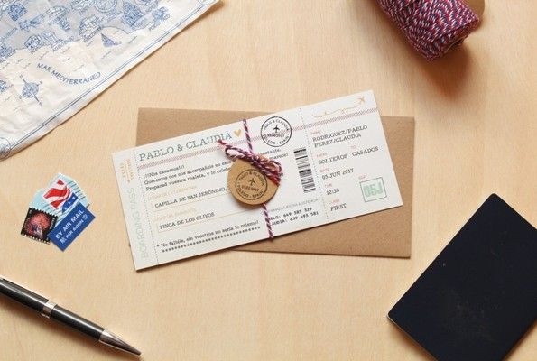 Invitaciones de boda boarding pass - tarjeta de embarque | How Nice Project