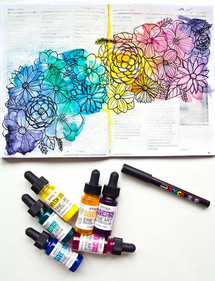 Galaxy Rainbow Watercolor Ink Color Drawing Painting Galaxy