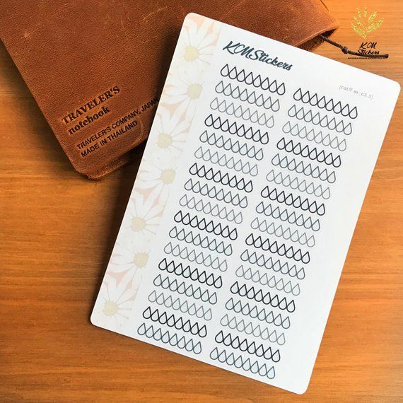 Hydrate Stickers Black and White Bullet Journal Stickers, Water Tracker Planner Stickers, Erin condr #watertrackerbulletjournal