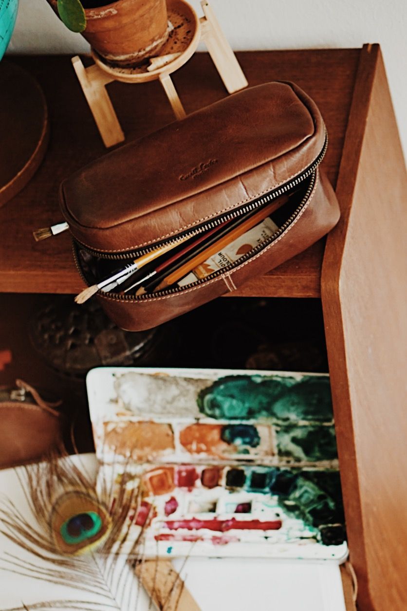 Gusti Leder /'Ingemar/' Federmappe Kosmetiktasche Etui Federtasche Mäppchen