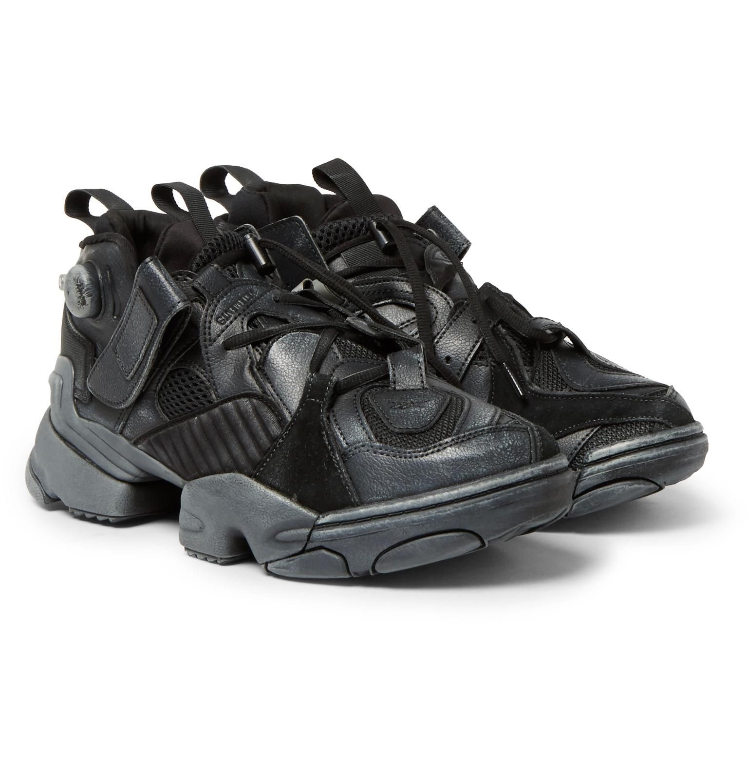 reebok genetically modified pump suede and leather sneakers