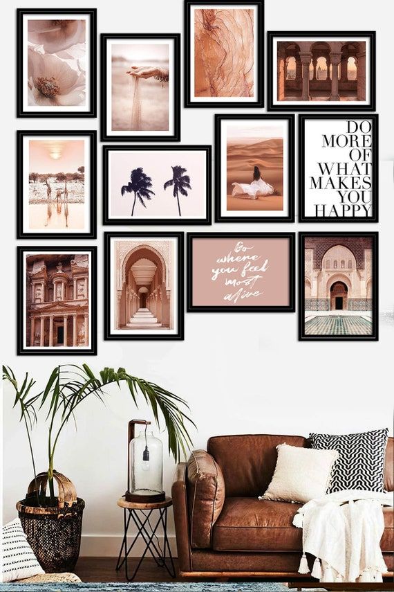 12 Piece Mega Wall Set, Framed Boho Gallery Wall Set, Living Room Print Set Collage, Bohemian Brown Wall Decor Bohemian Decor Bedroom, Boho Living Room Decor, Bohemian Wall Art, Living Room Prints, Gallery Wall Art Set, Gallery Wall Frames, Wall Art Sets, Frames On Wall, Brown Wall Decor