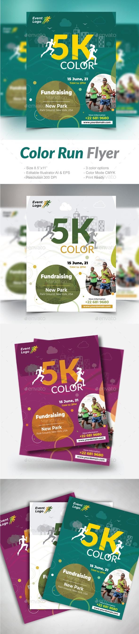 color run flyer envato market flyer flyertemplate printdesign