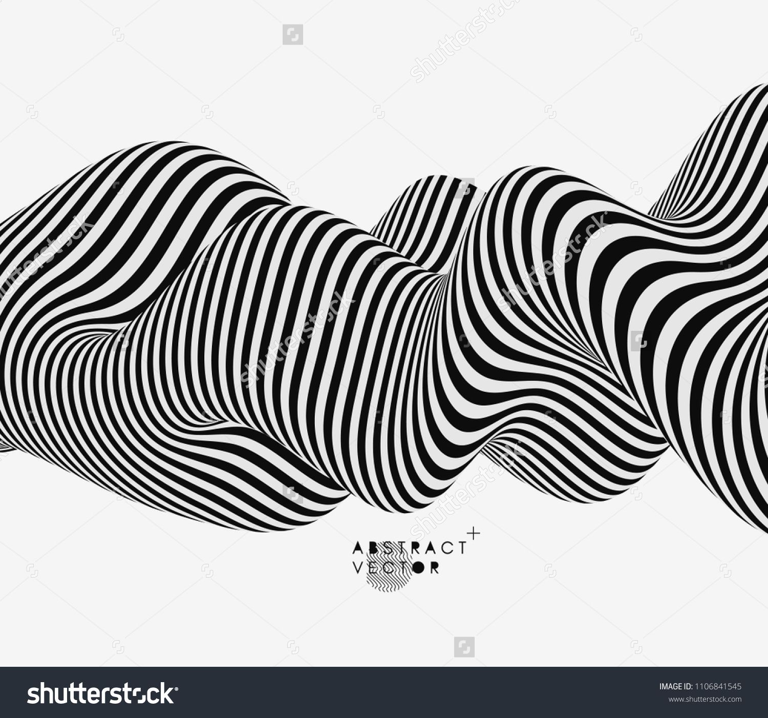Black and white design pattern with optical illusion abstract 3d geometrical background vector illustration patternopticaldesignblack