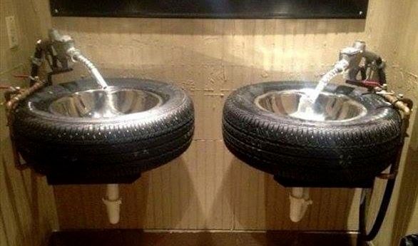 Spare Tyres Make Great Wash Basins Bath 1 Man Cave Furniture Spare Tyres Make Great Wash Basins