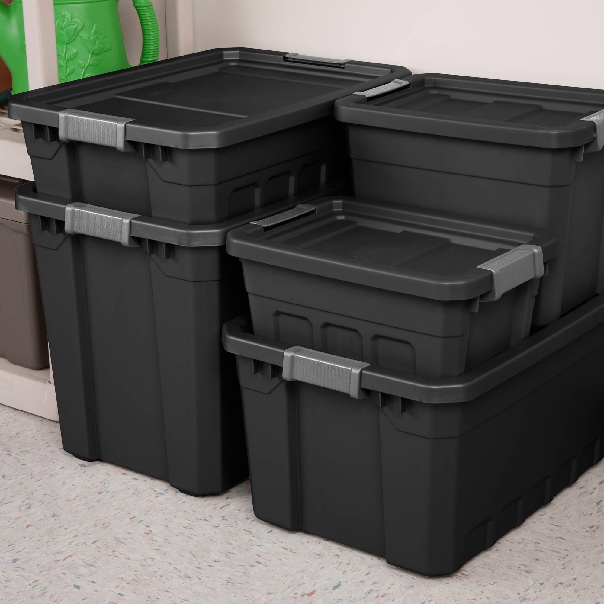 Sterilite 19 Gallon Stacker Tote Black Case of 6 Walmart